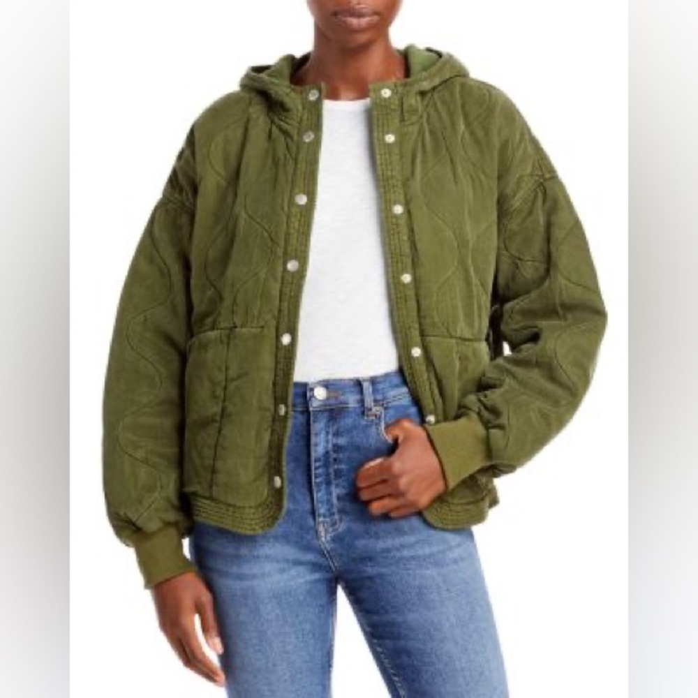 BLANKNYC Olive Quilted Hooded Jacket